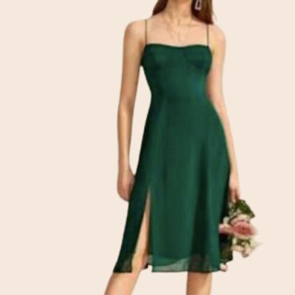 JNSQ Green Bustier Midi Dress with Thigh Split Size 6 - Picture 1 of 14